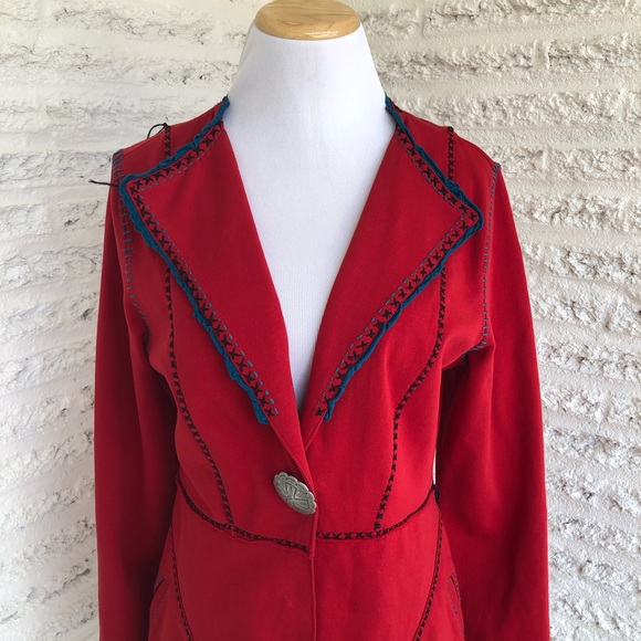 Double D Ranch Jackets & Coats Double D Ranch Red Embroidered
